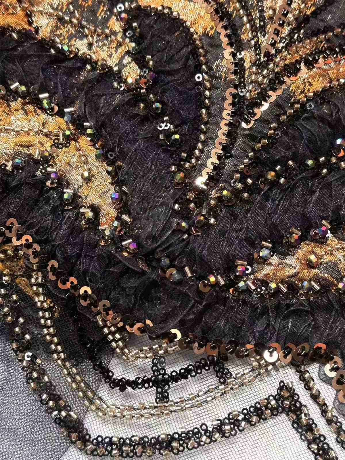 Embellished Beaded Tulle Lace Fabric with Beads | MPN HN397