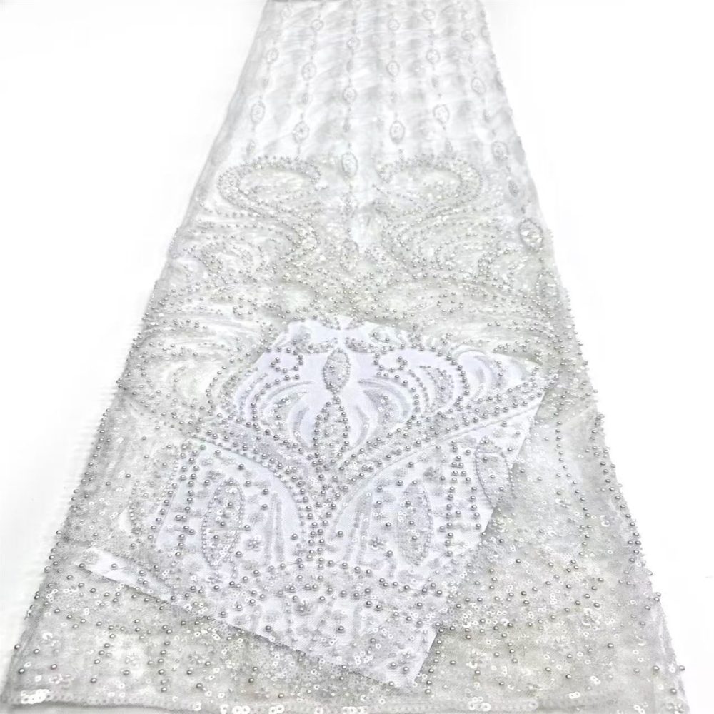 Embellished Beaded Tulle Lace Fabric with Beads | MPN HN399