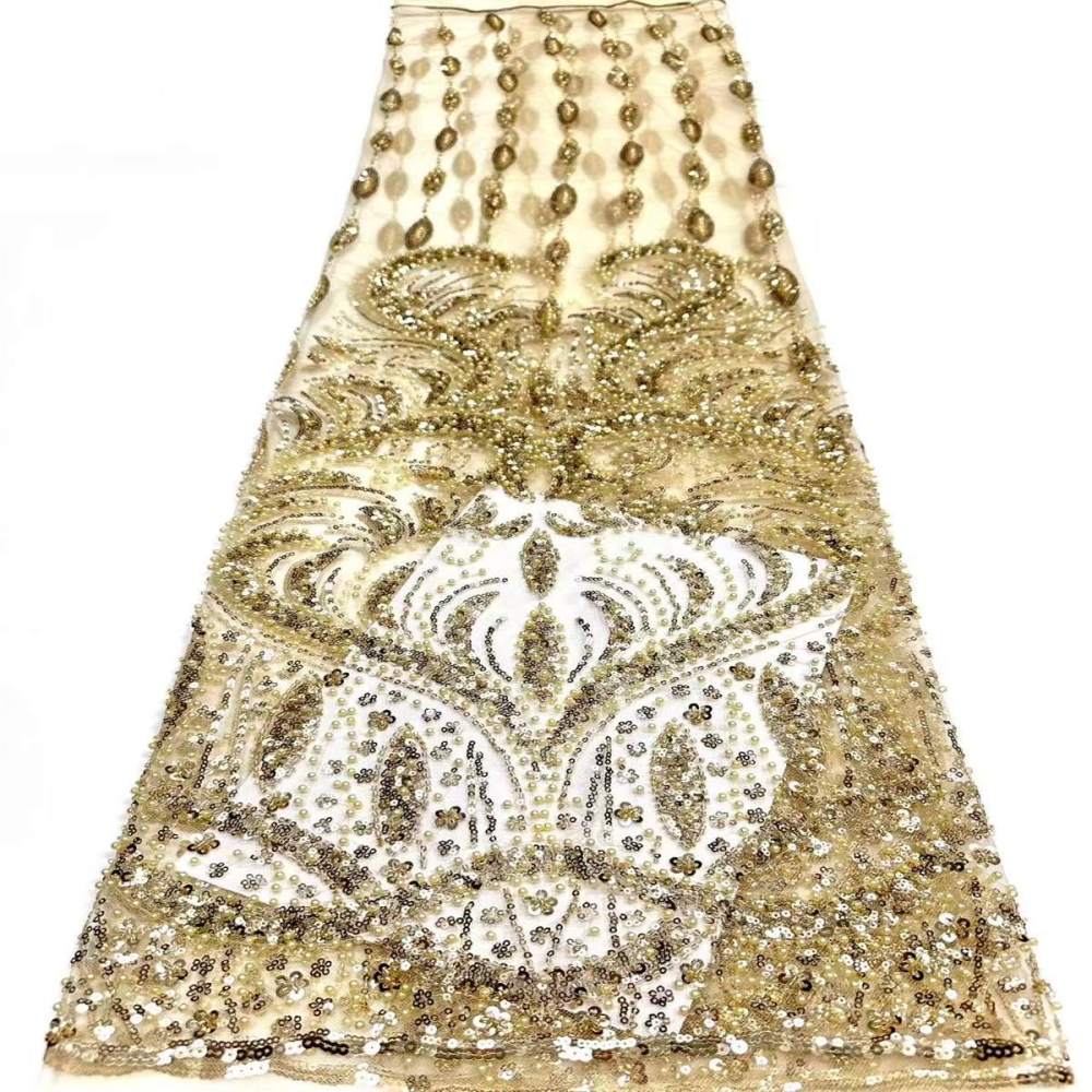 Embellished Beaded Tulle Lace Fabric with Beads | MPN HN399