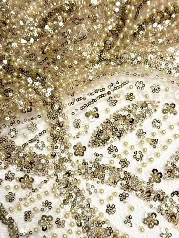 Embellished Beaded Tulle Lace Fabric with Beads | MPN HN399