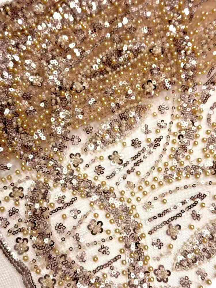 Embellished Beaded Tulle Lace Fabric with Beads | MPN HN399