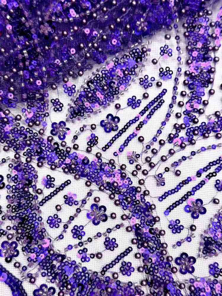 Embellished Beaded Tulle Lace Fabric with Beads | MPN HN399
