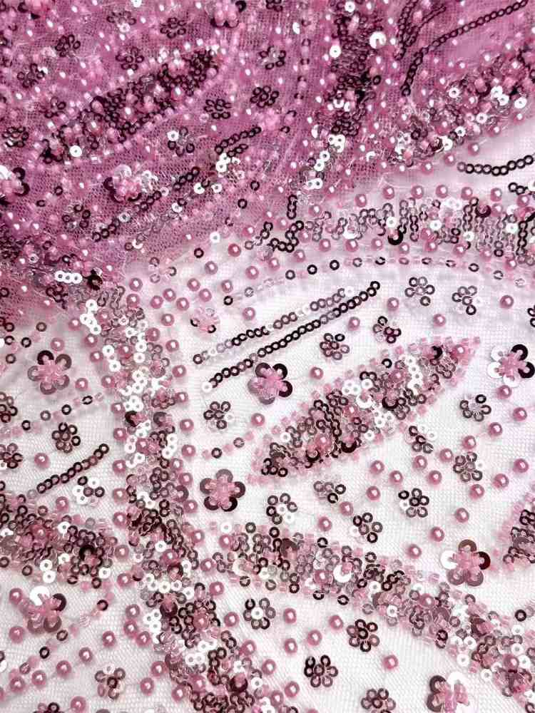 Embellished Beaded Tulle Lace Fabric with Beads | MPN HN399
