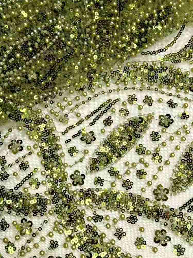 Embellished Beaded Tulle Lace Fabric with Beads | MPN HN399