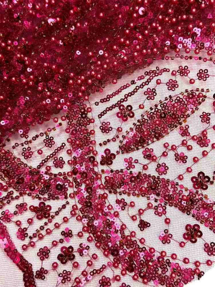 Embellished Beaded Tulle Lace Fabric with Beads | MPN HN399
