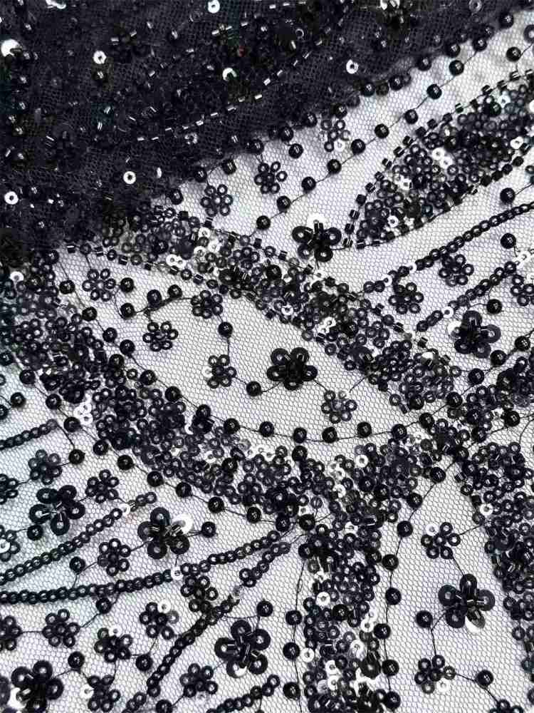 Embellished Beaded Tulle Lace Fabric with Beads | MPN HN399