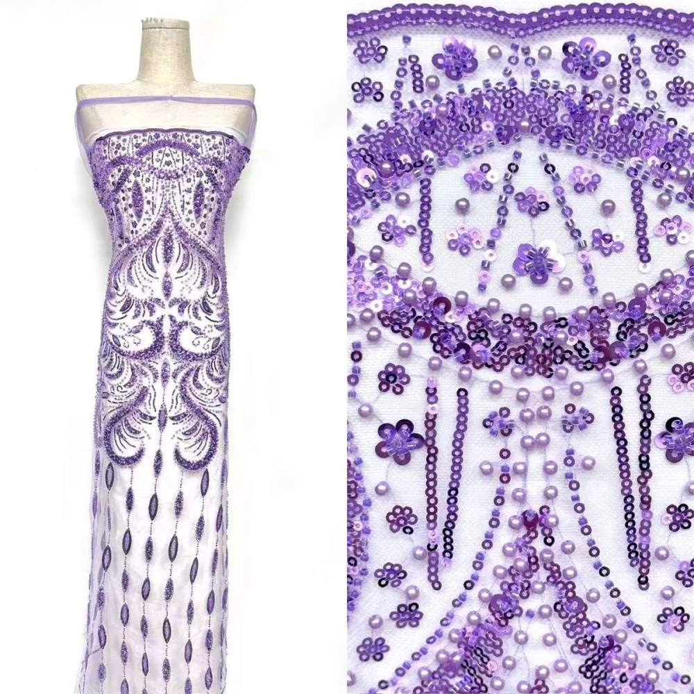 Embellished Beaded Tulle Lace Fabric with Beads | MPN HN399