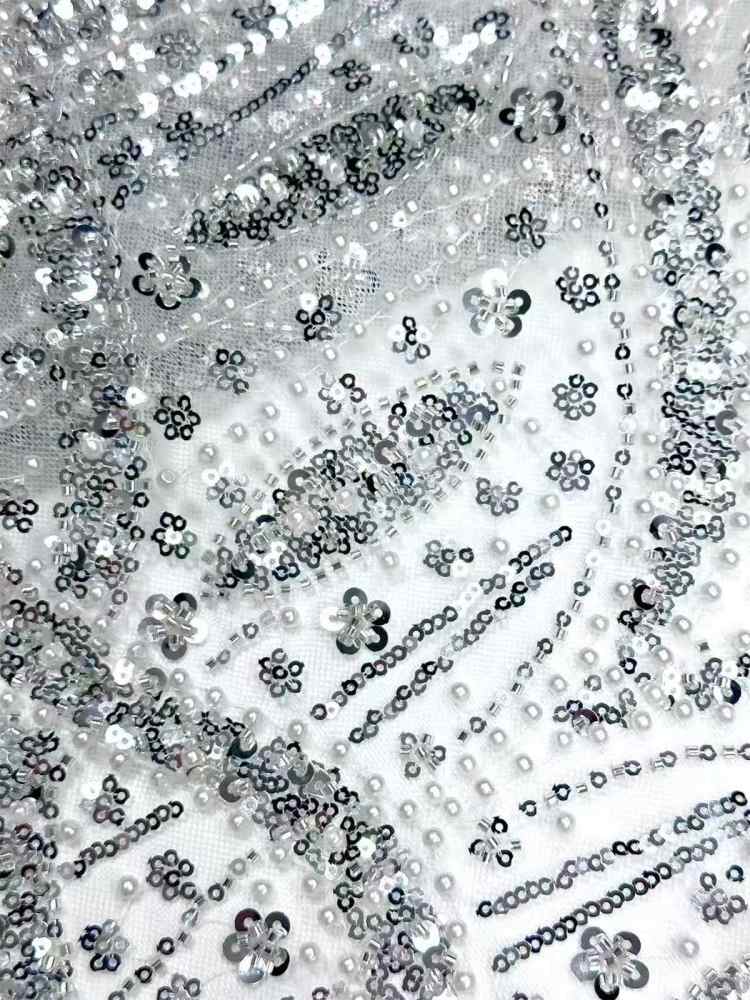 Embellished Beaded Tulle Lace Fabric with Beads | MPN HN399