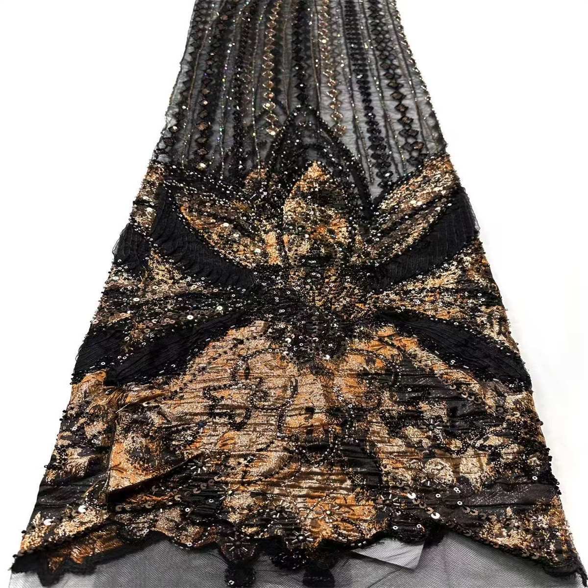 Embellished Beaded Tulle Lace Fabric with Colorful Beads | MPN HN418