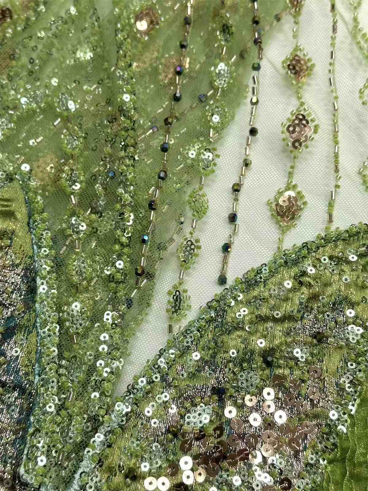 Embellished Beaded Tulle Lace Fabric with Colorful Beads | MPN HN418