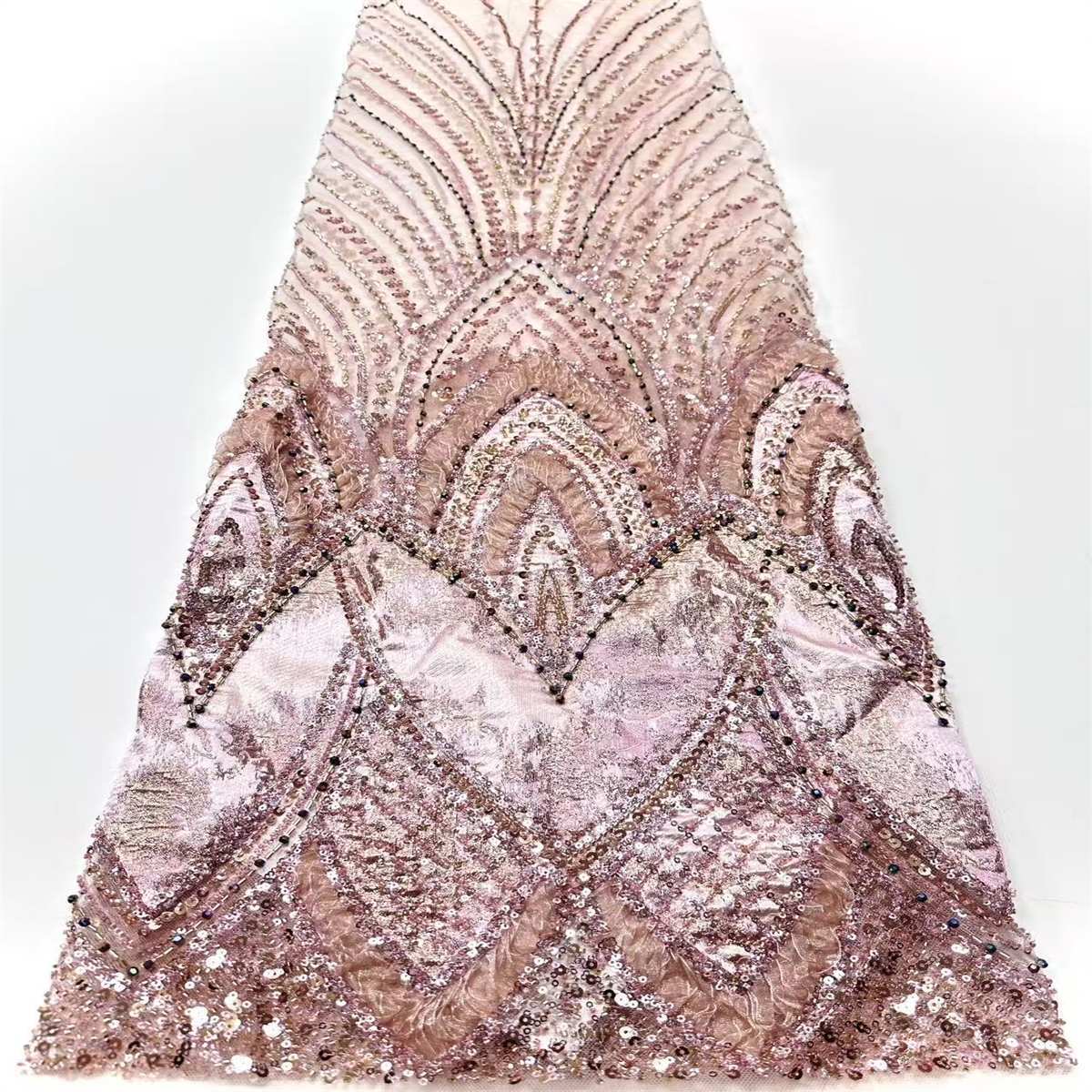 Embellished Beaded Tulle Lace Fabric with Colorful Beads | MPN HN419