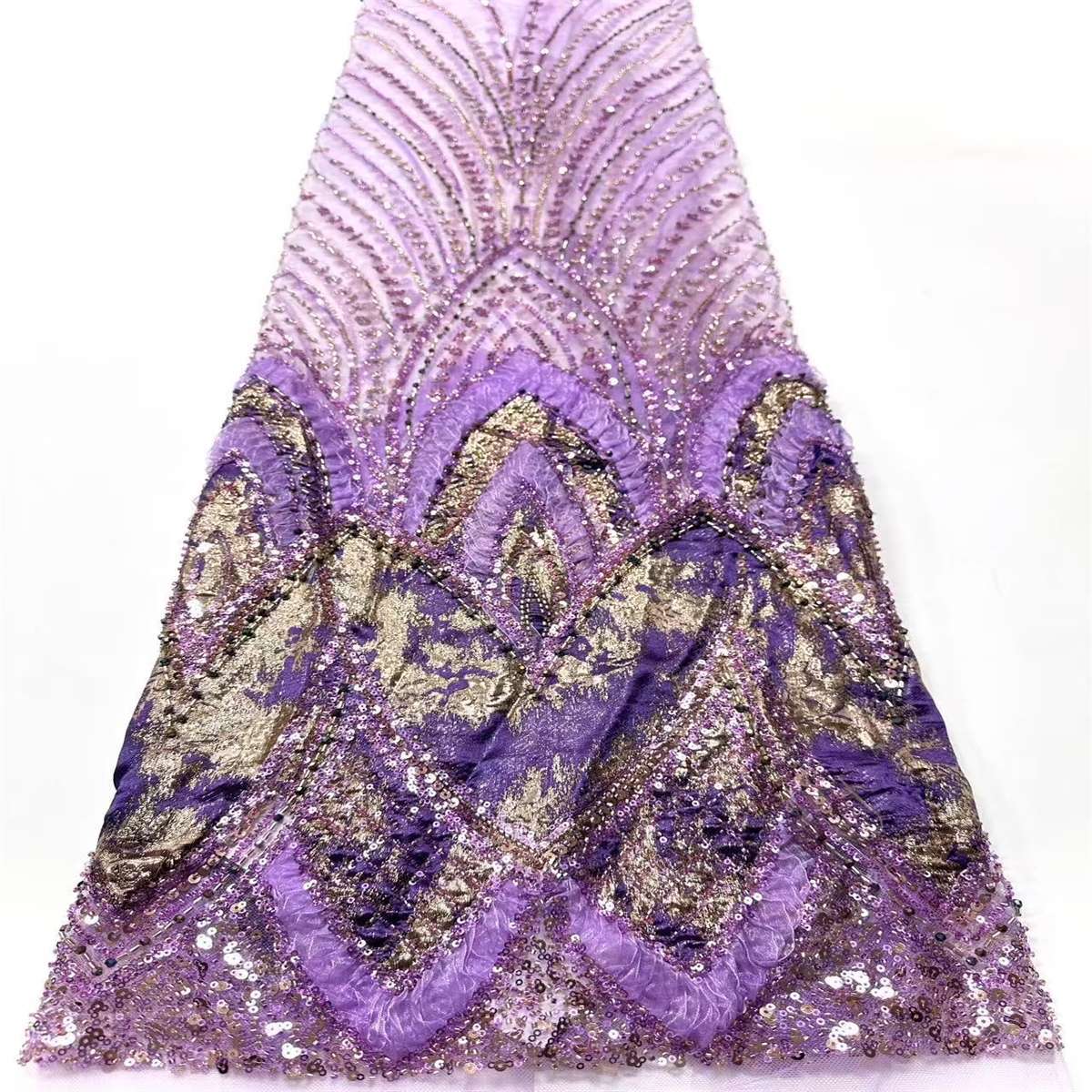 Embellished Beaded Tulle Lace Fabric with Colorful Beads | MPN HN419