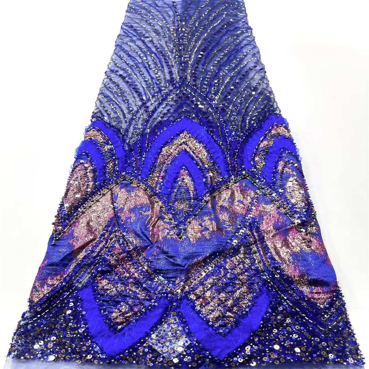 Embellished Beaded Tulle Lace Fabric with Colorful Beads | MPN HN419
