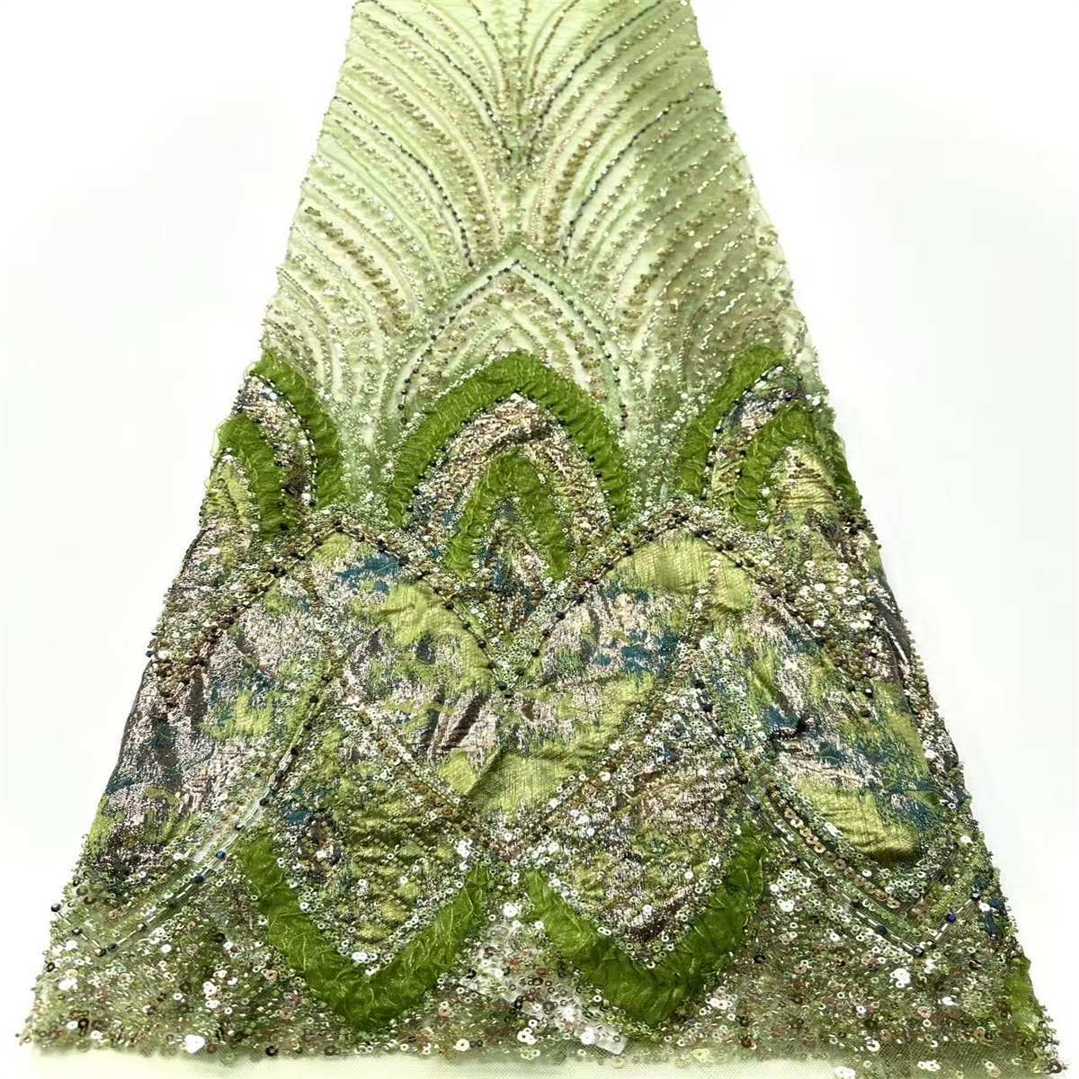 Embellished Beaded Tulle Lace Fabric with Colorful Beads | MPN HN419