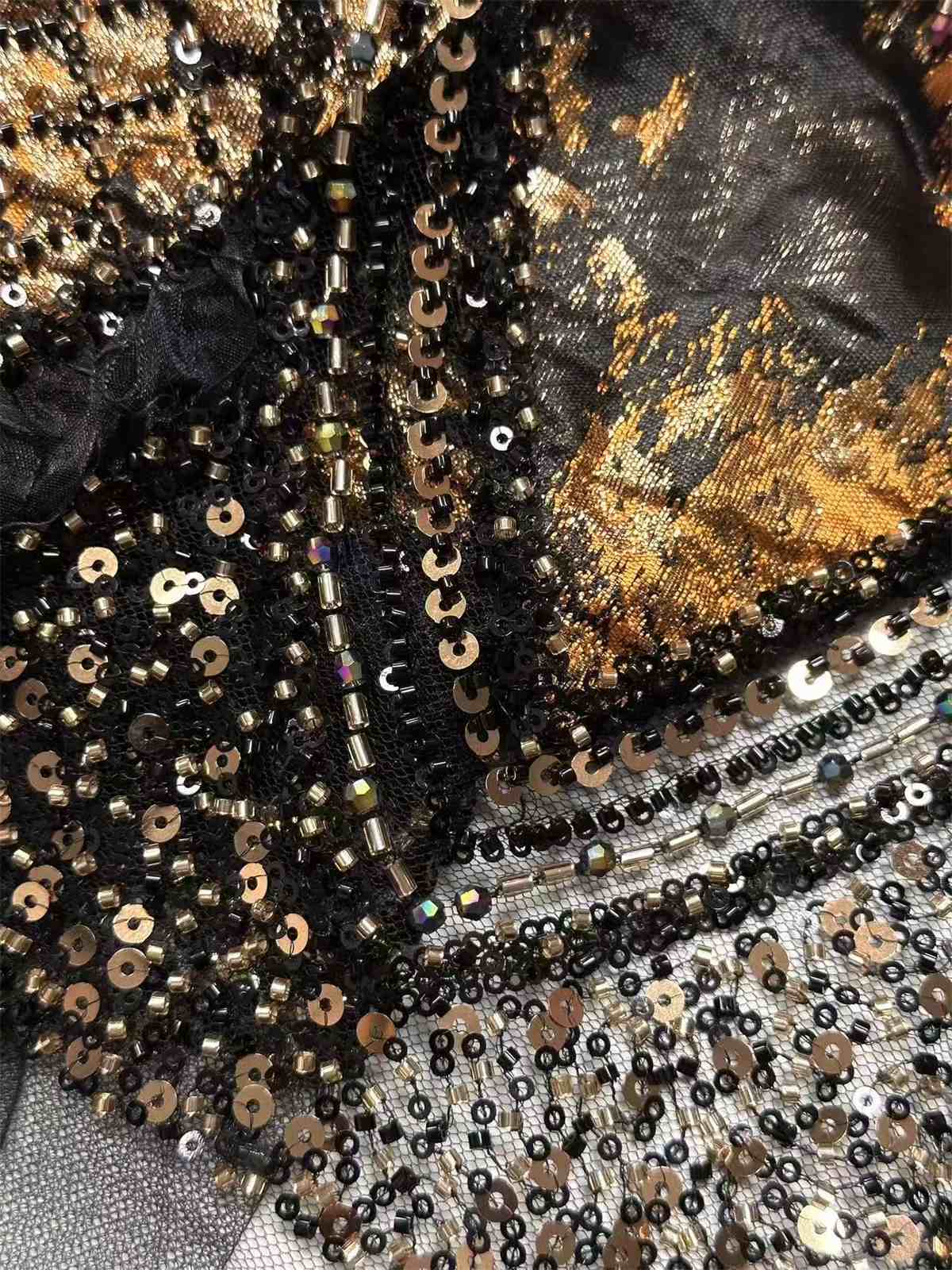 Embellished Beaded Tulle Lace Fabric with Beads | MPN HN419