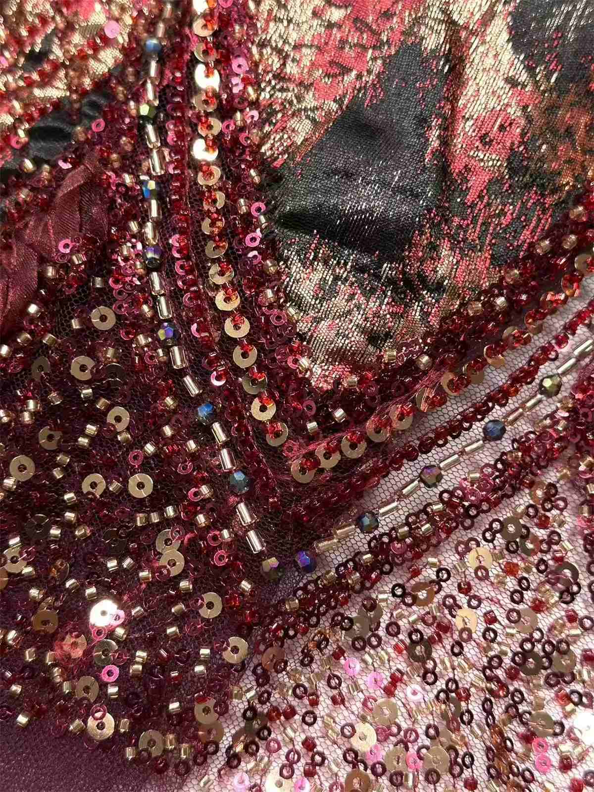 Embellished Beaded Tulle Lace Fabric with Beads | MPN HN419