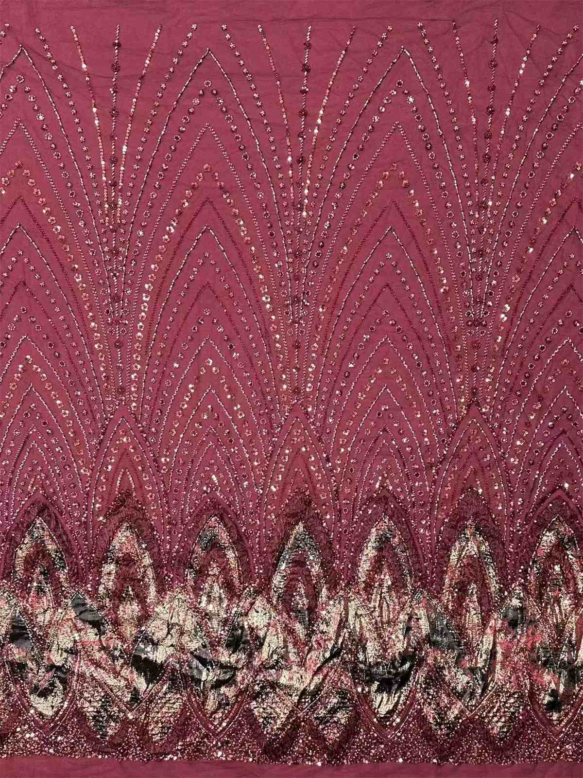 Embellished Beaded Tulle Lace Fabric with Beads | MPN HN419