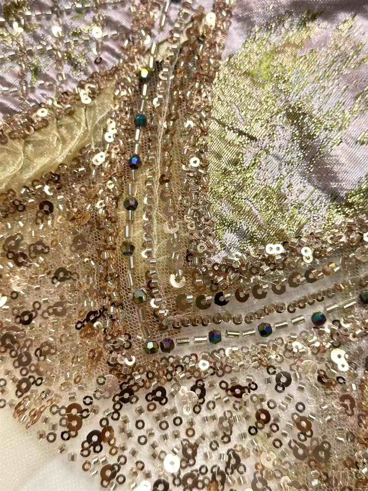 Embellished Beaded Tulle Lace Fabric with Beads | MPN HN419