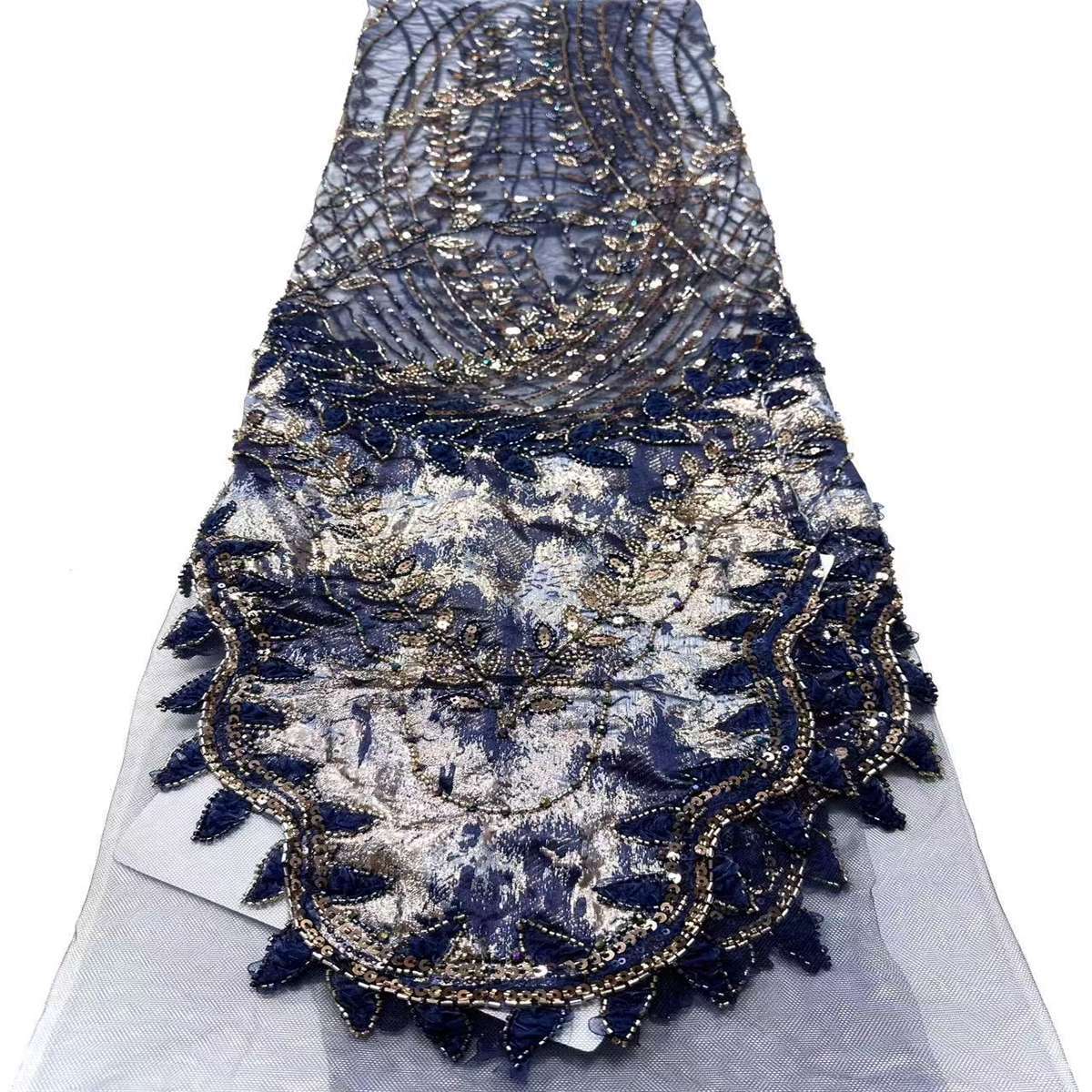 Embellished Beaded Tulle Lace Fabric with Beads | MPN HN420