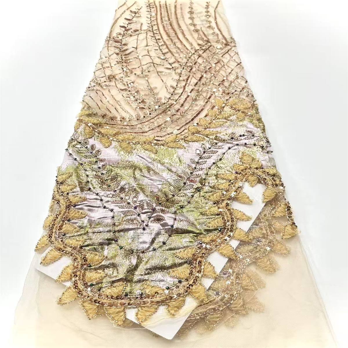 Embellished Beaded Tulle Lace Fabric with Beads | MPN HN420