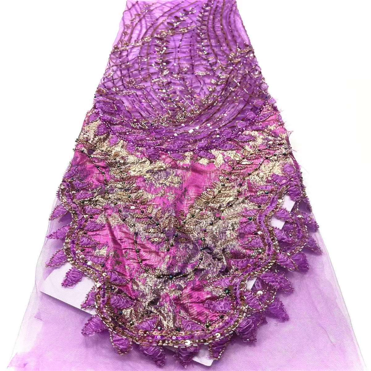 Embellished Beaded Tulle Lace Fabric with Beads | MPN HN420