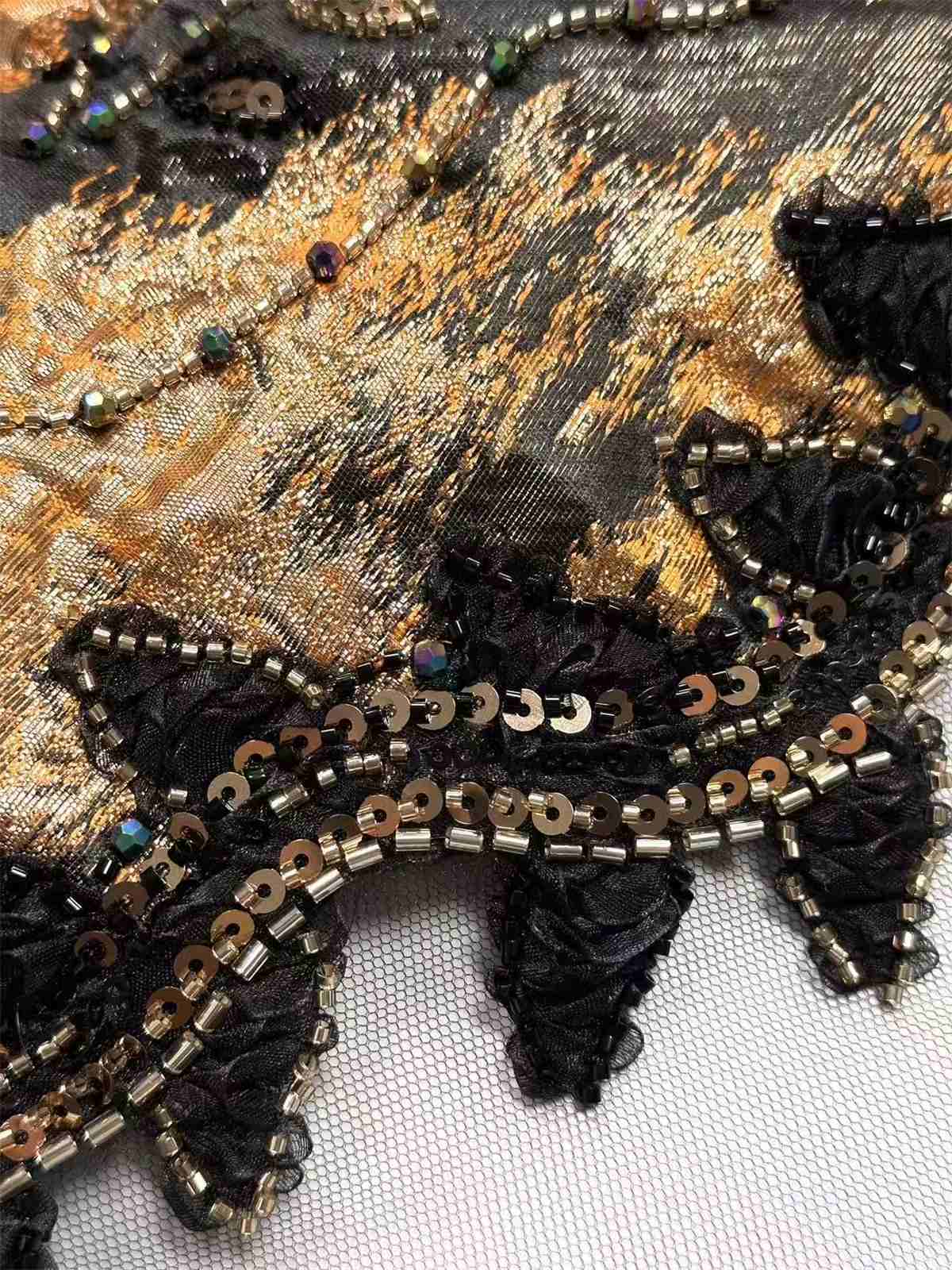 Embellished Beaded Tulle Lace Fabric with Beads | MPN HN420