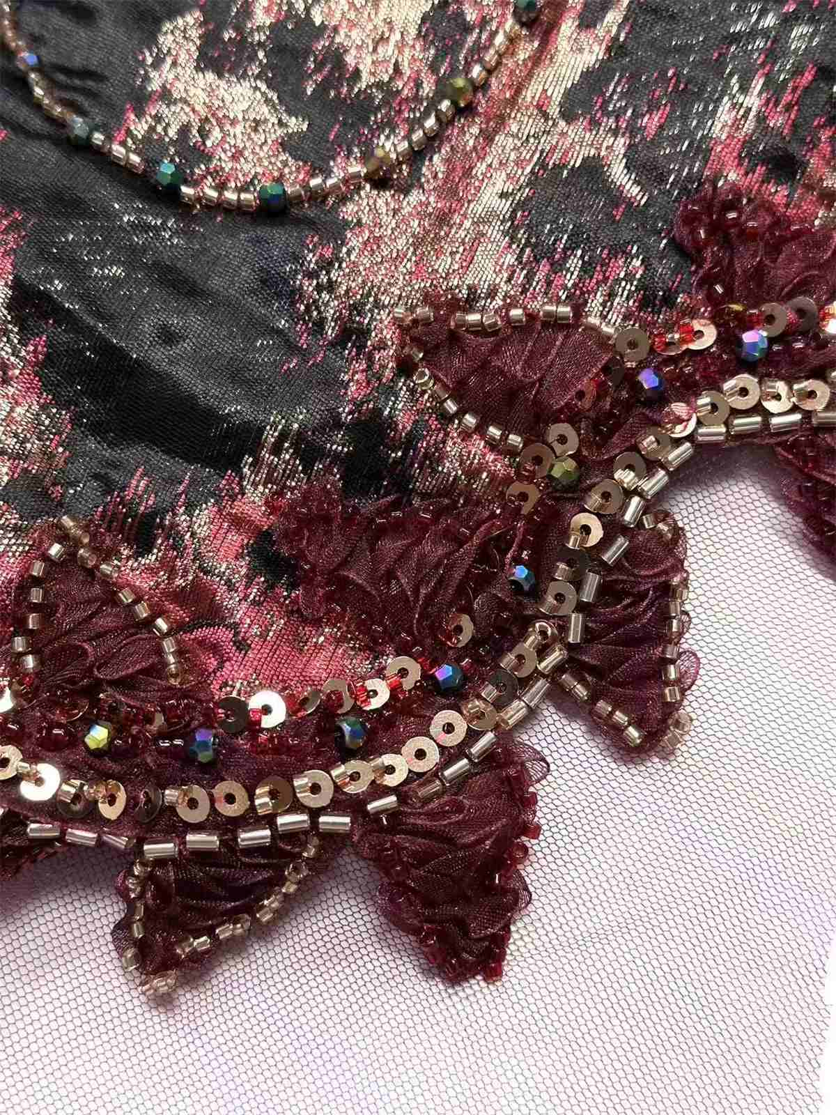 Embellished Beaded Tulle Lace Fabric with Beads | MPN HN420