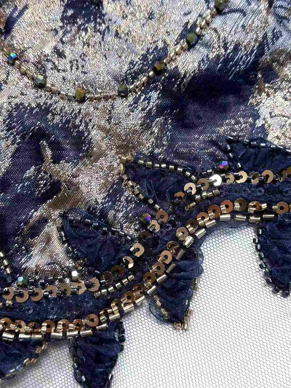 Embellished Beaded Tulle Lace Fabric with Beads | MPN HN420
