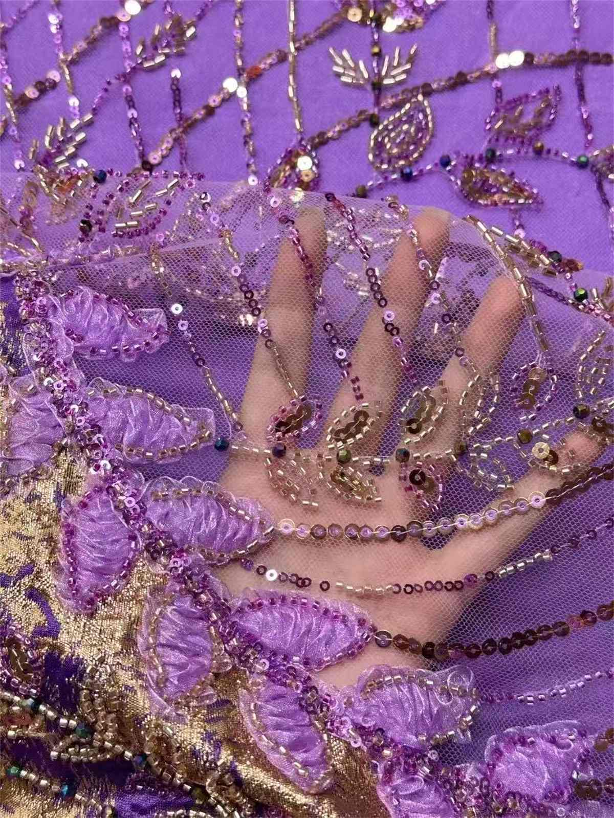 Embellished Beaded Tulle Lace Fabric with Beads | MPN HN420