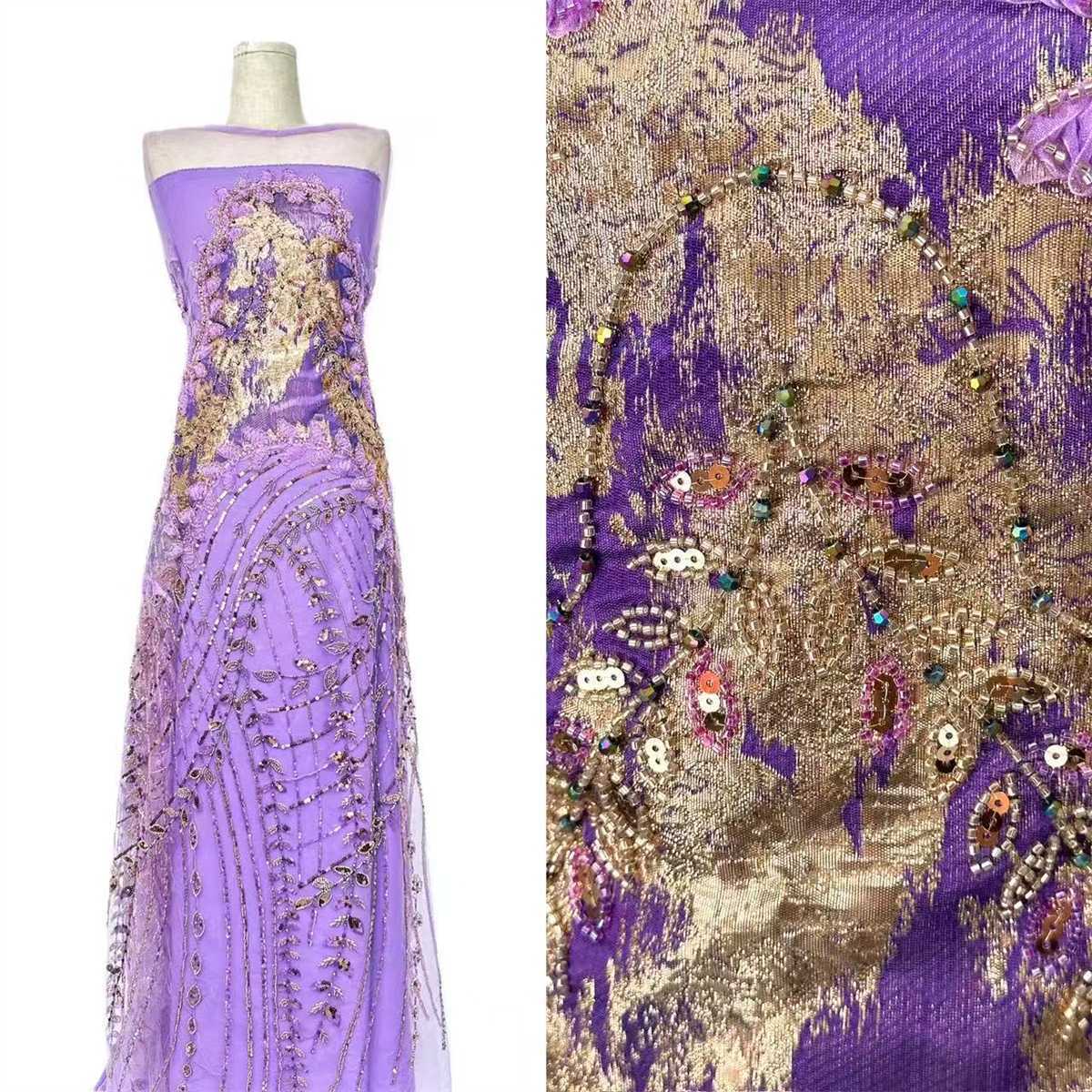 Embellished Beaded Tulle Lace Fabric with Beads | MPN HN420