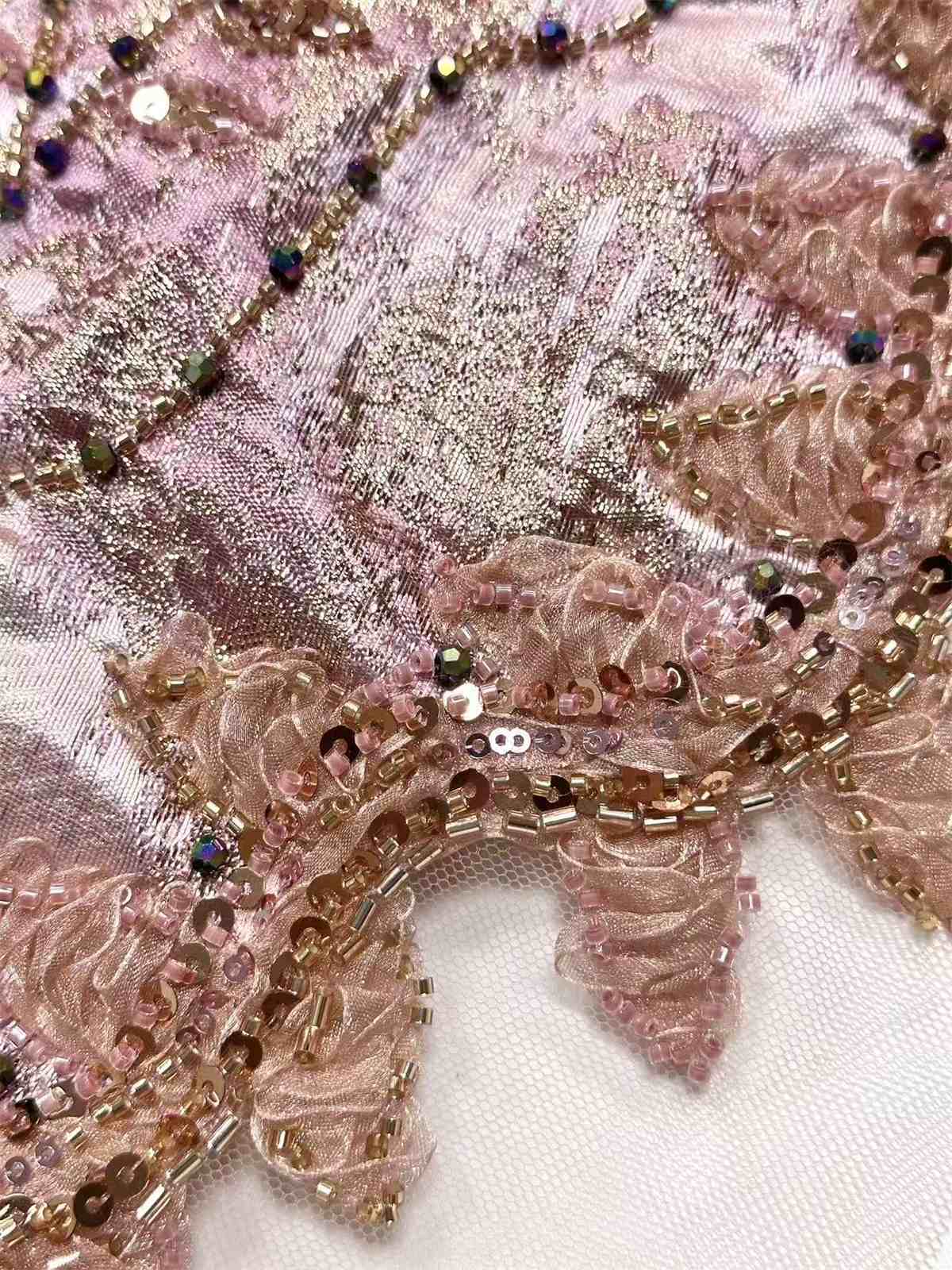 Embellished Beaded Tulle Lace Fabric with Beads | MPN HN420