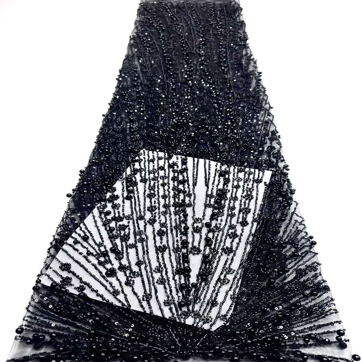 Embellished Beaded Tulle Lace Fabric with Beads | MPN HN425