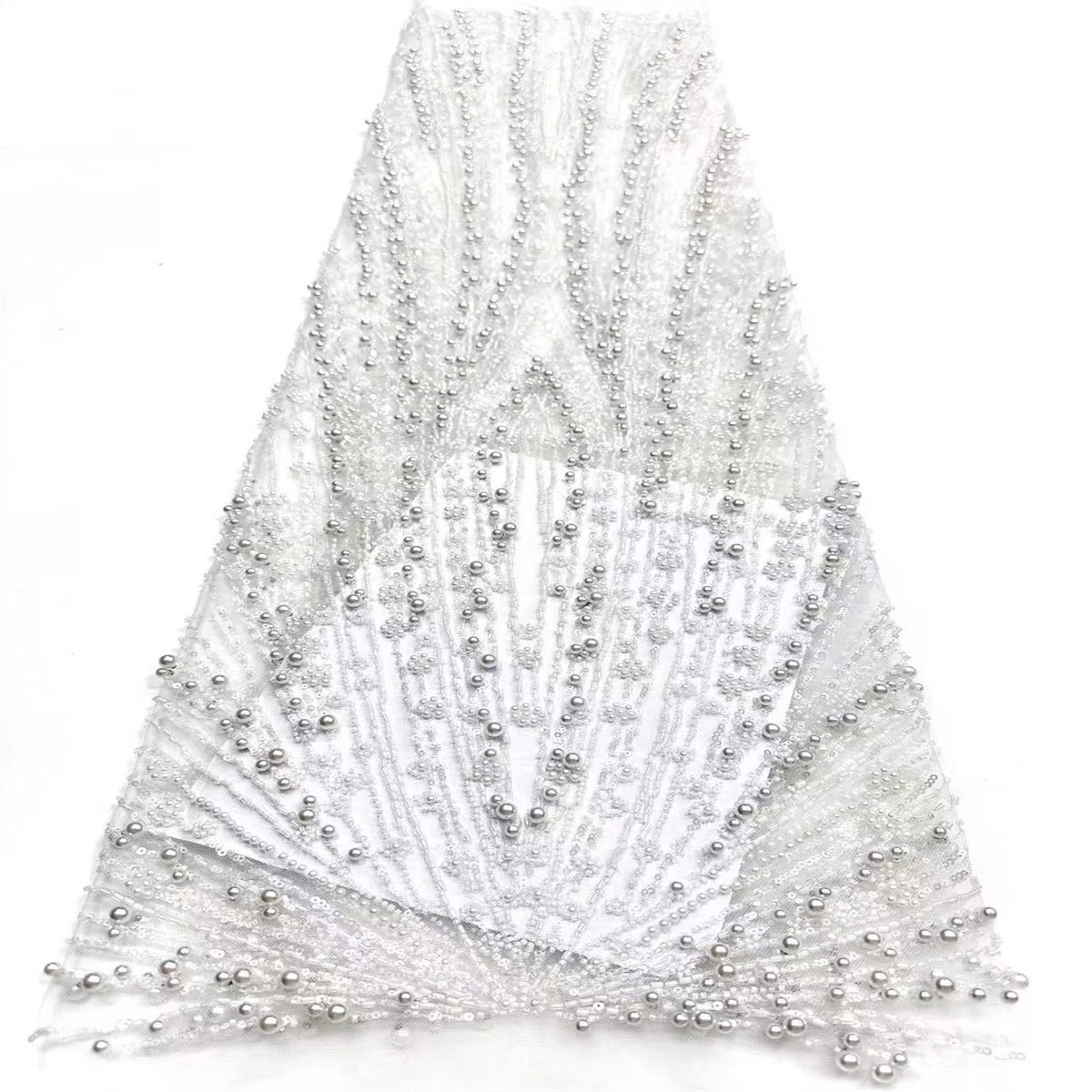 Embellished Beaded Tulle Lace Fabric with Beads | MPN HN425