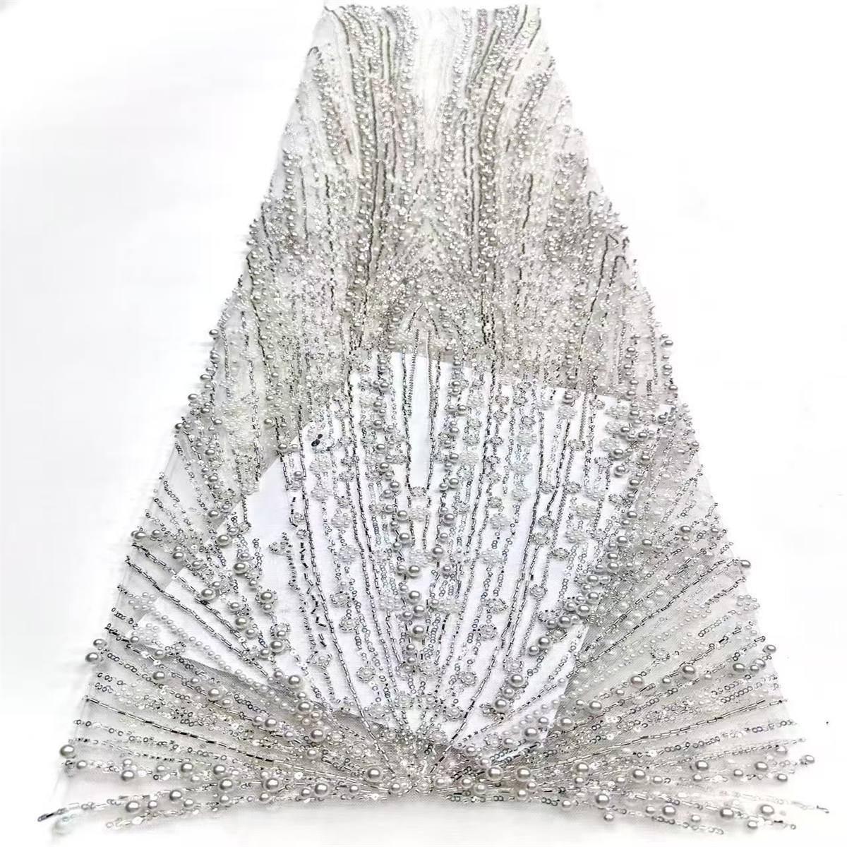 Embellished Beaded Tulle Lace Fabric with Beads | MPN HN425