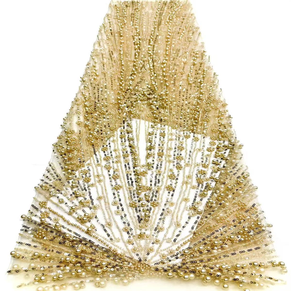 Embellished Beaded Tulle Lace Fabric with Beads | MPN HN425