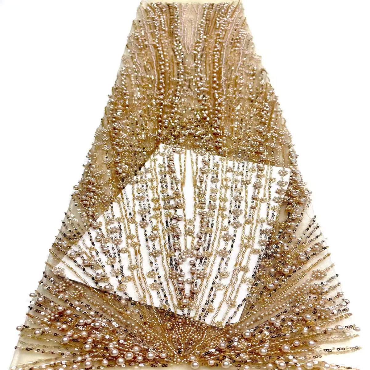 Embellished Beaded Tulle Lace Fabric with Beads | MPN HN425