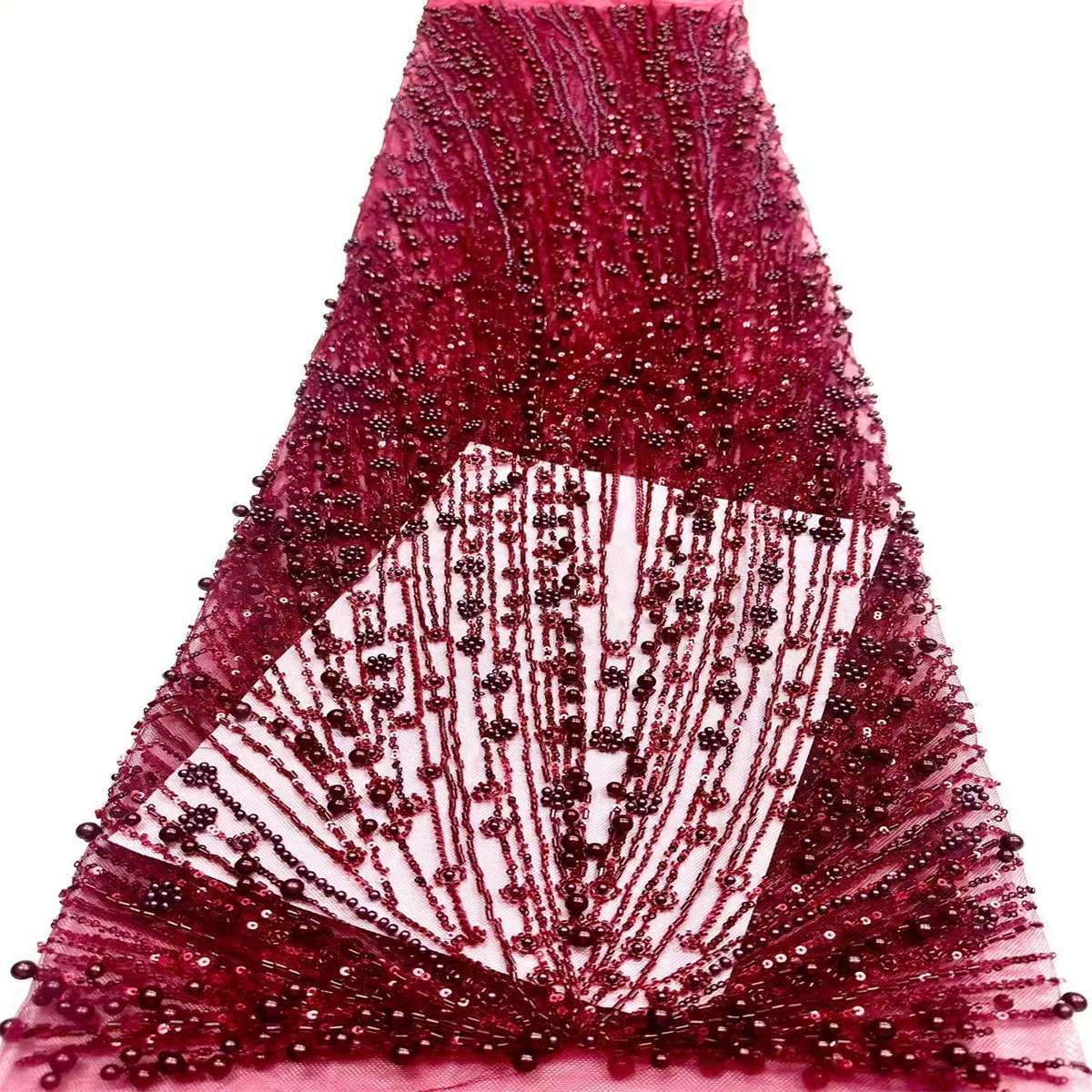 Embellished Beaded Tulle Lace Fabric with Beads | MPN HN425