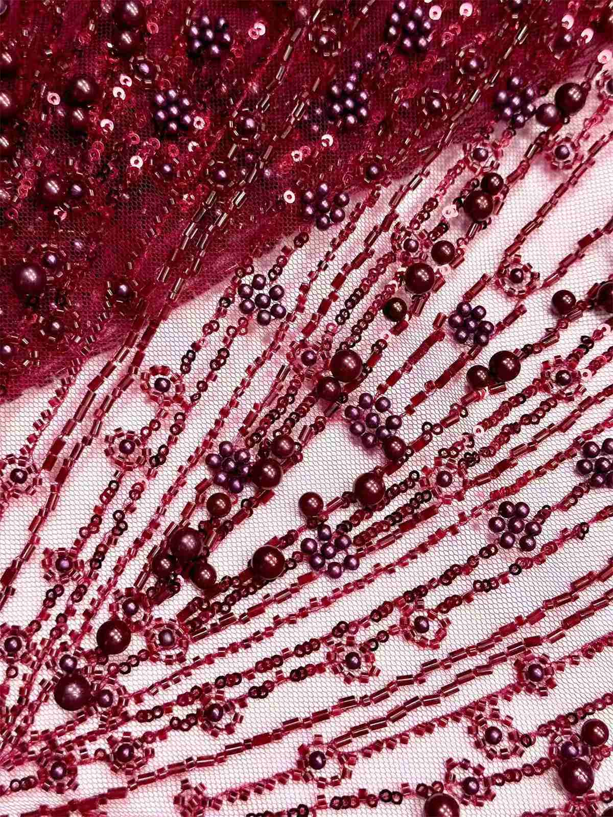 Embellished Beaded Tulle Lace Fabric with Beads | MPN HN425