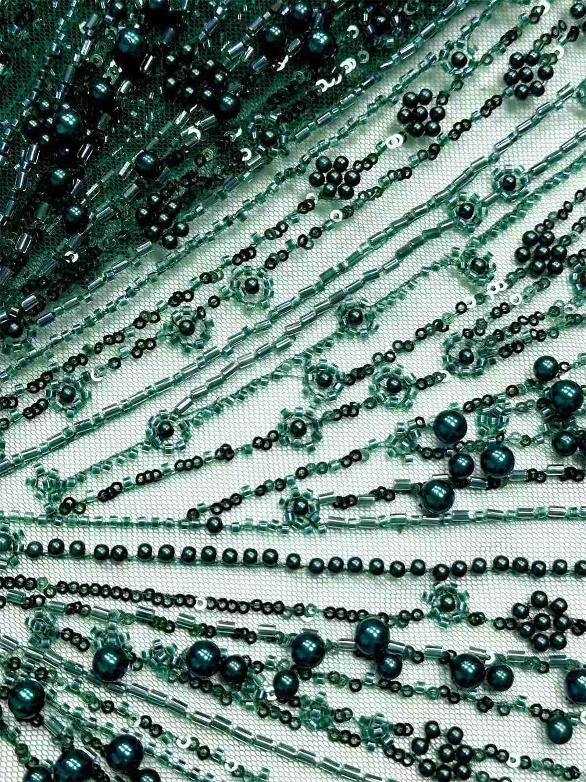 Embellished Beaded Tulle Lace Fabric with Beads | MPN HN425
