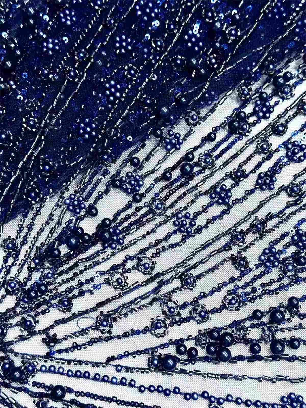 Embellished Beaded Tulle Lace Fabric with Beads | MPN HN425