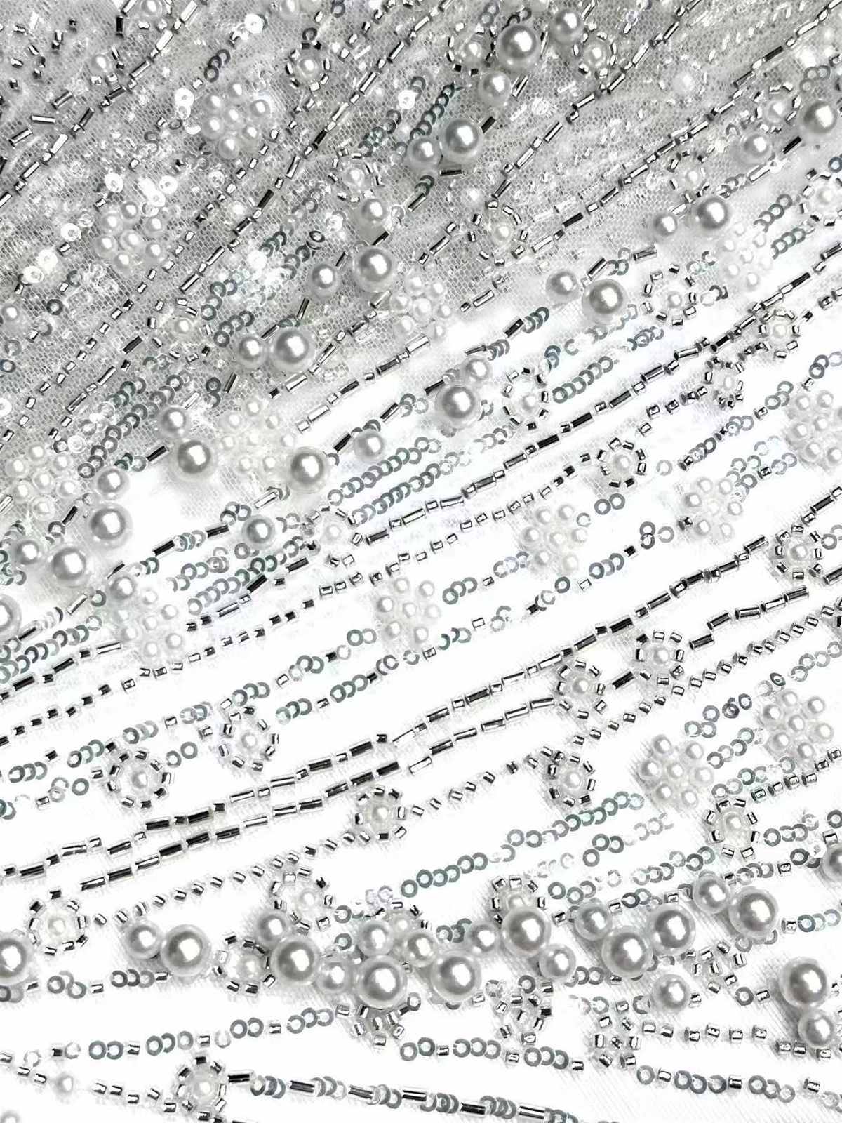 Embellished Beaded Tulle Lace Fabric with Beads | MPN HN425