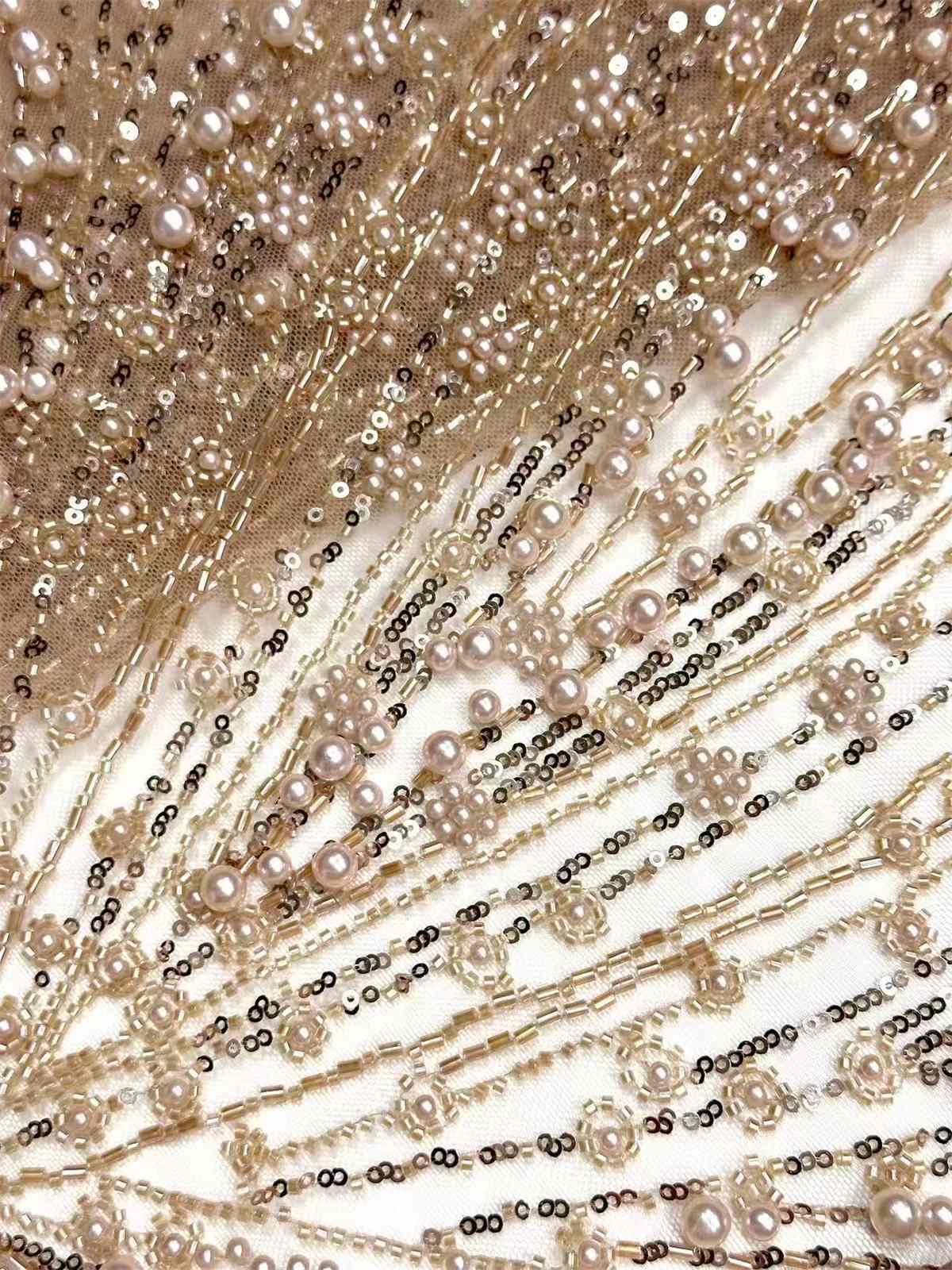 Embellished Beaded Tulle Lace Fabric with Beads | MPN HN425