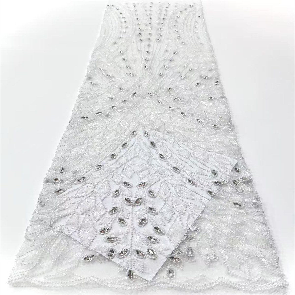 Embellished Beaded Tulle Lace Fabric with Beads | MPN HN429