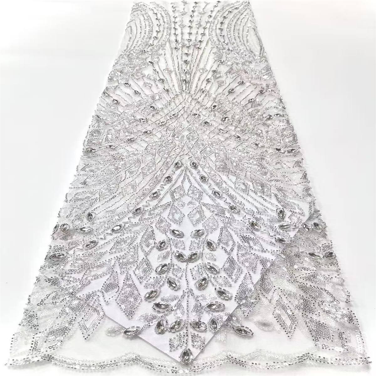 Embellished Beaded Tulle Lace Fabric with Beads | MPN HN429