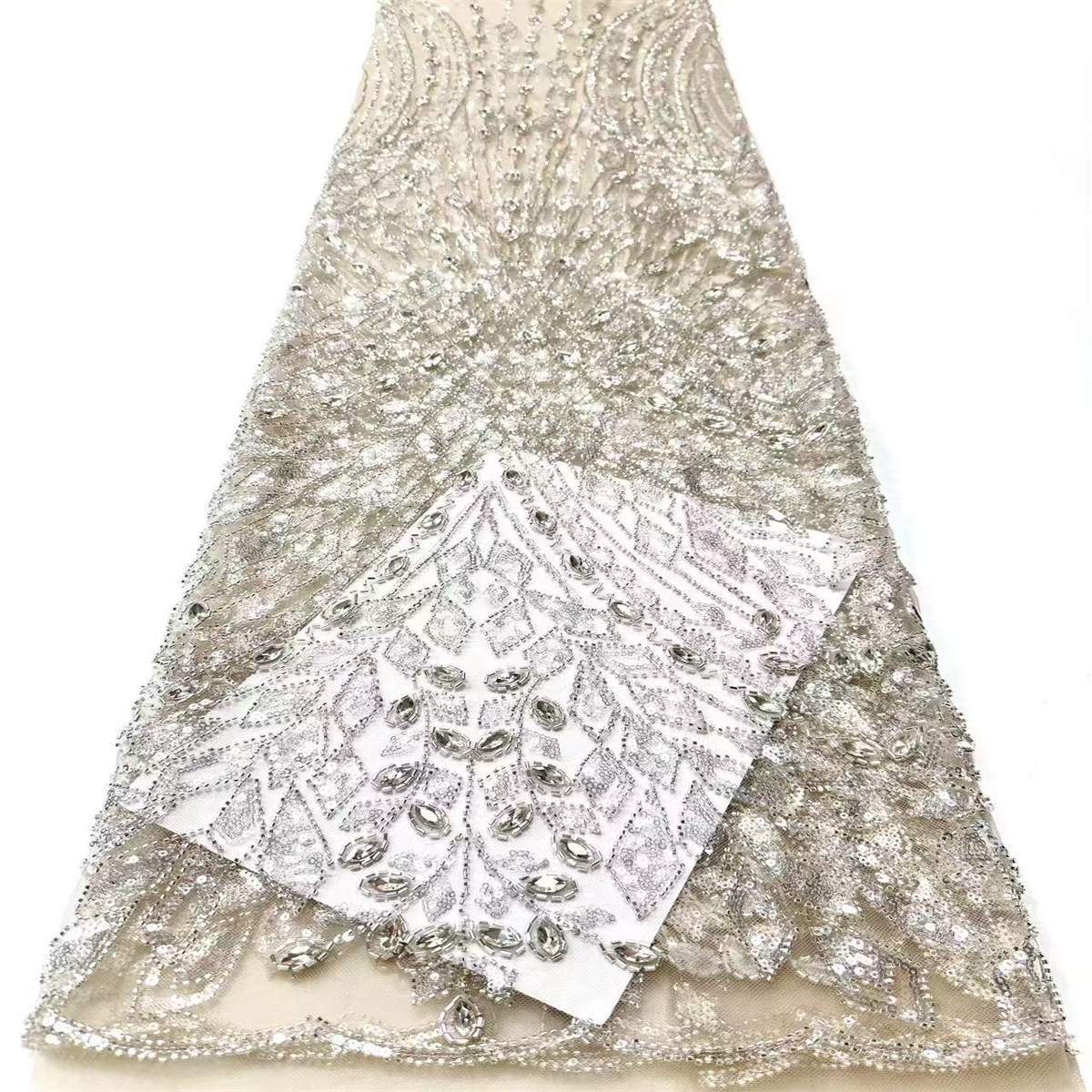 Embellished Beaded Tulle Lace Fabric with Beads | MPN HN429