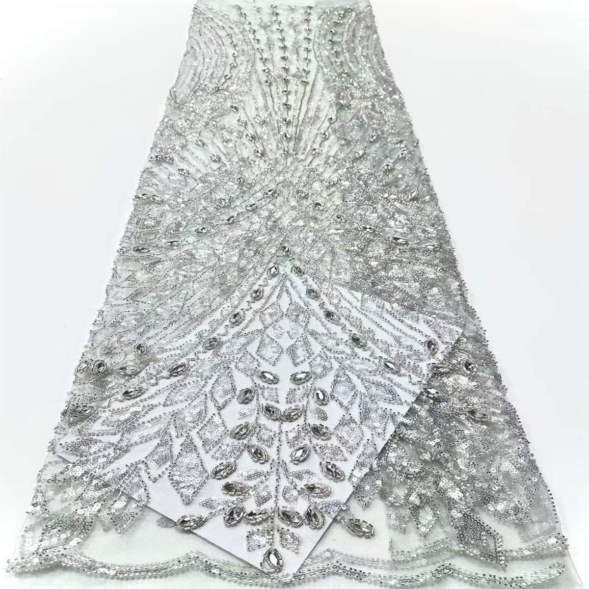 Embellished Beaded Tulle Lace Fabric with Beads | MPN HN429