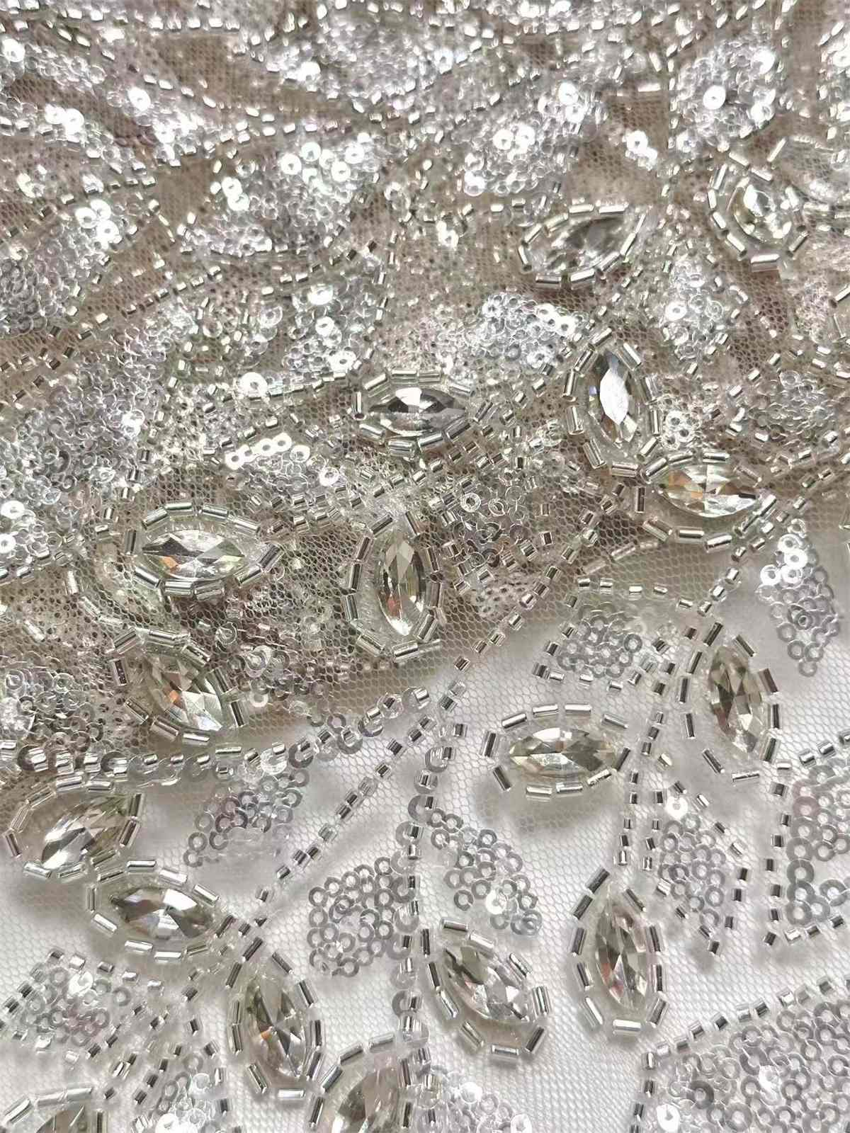Embellished Beaded Tulle Lace Fabric with Beads | MPN HN429
