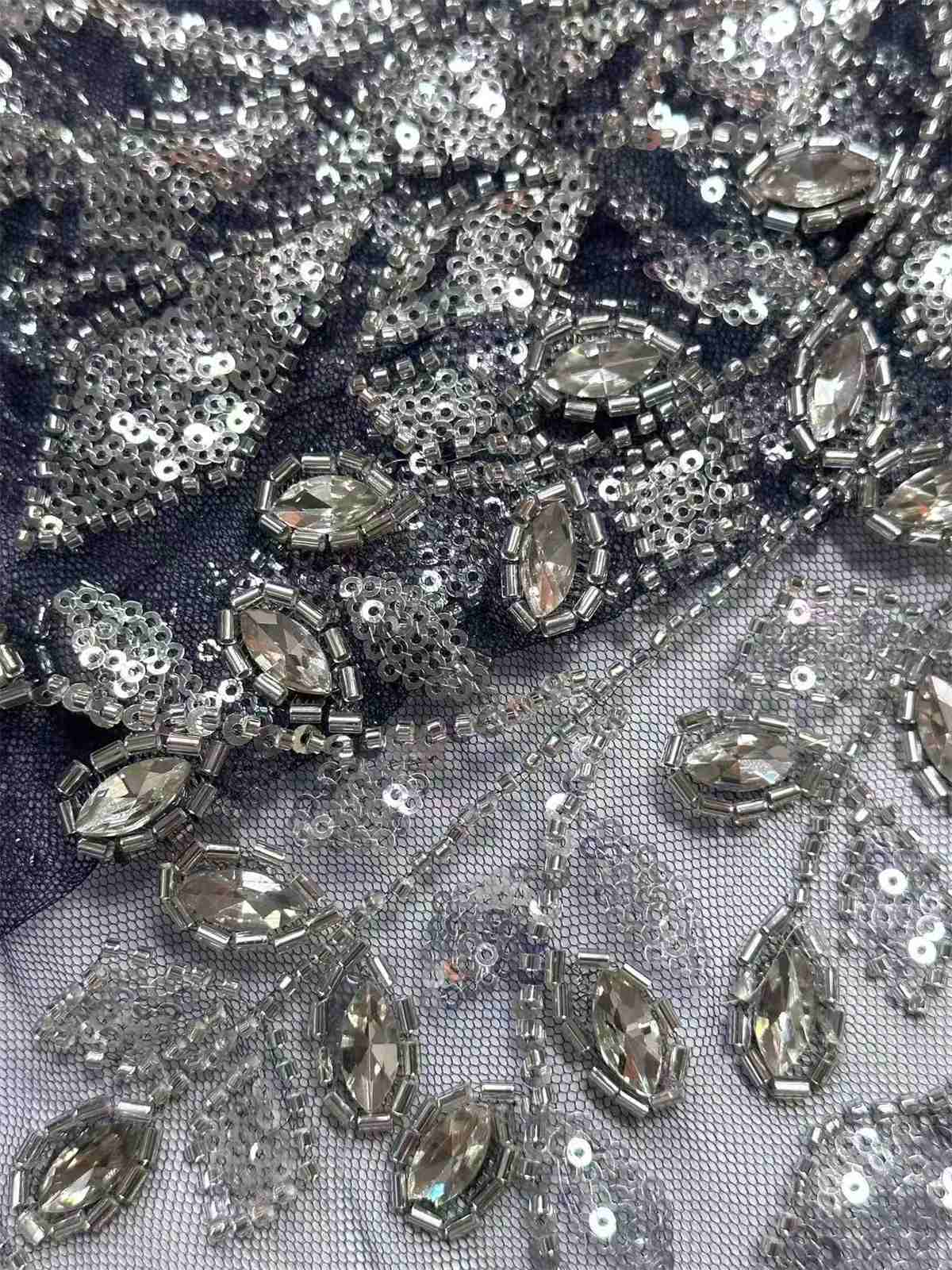 Embellished Beaded Tulle Lace Fabric with Beads | MPN HN429