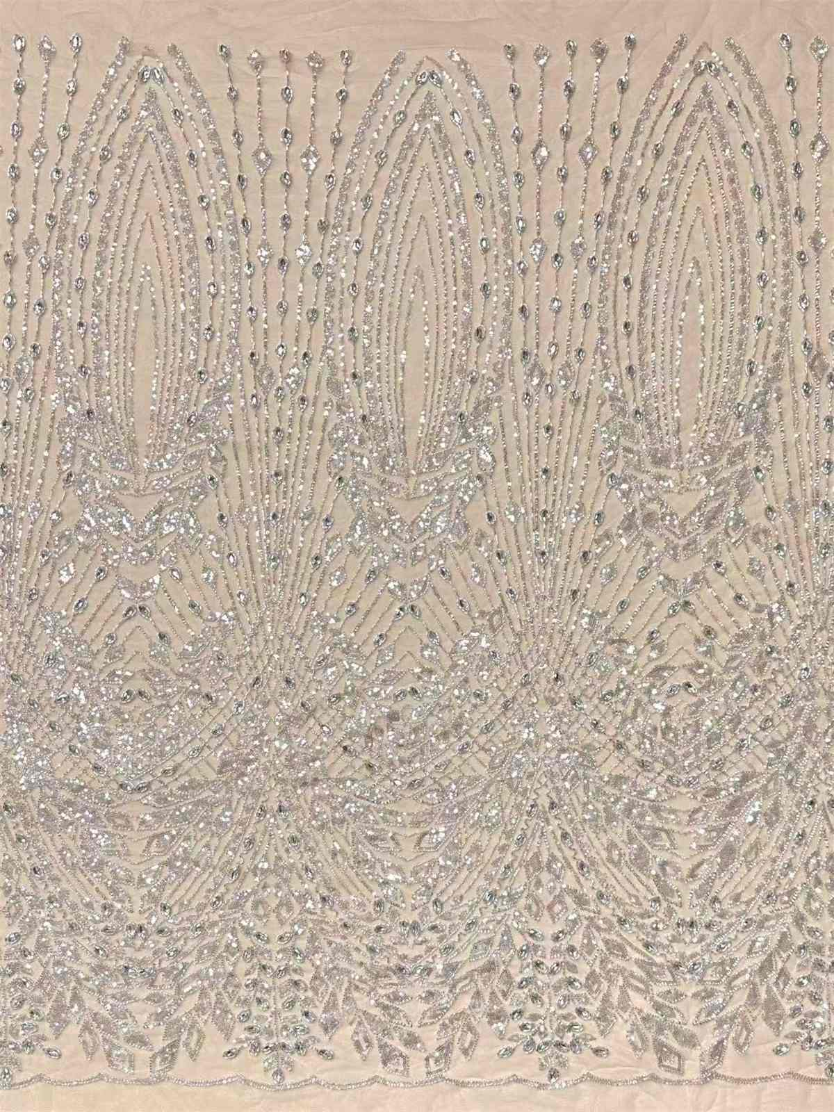 Embellished Beaded Tulle Lace Fabric with Beads | MPN HN429