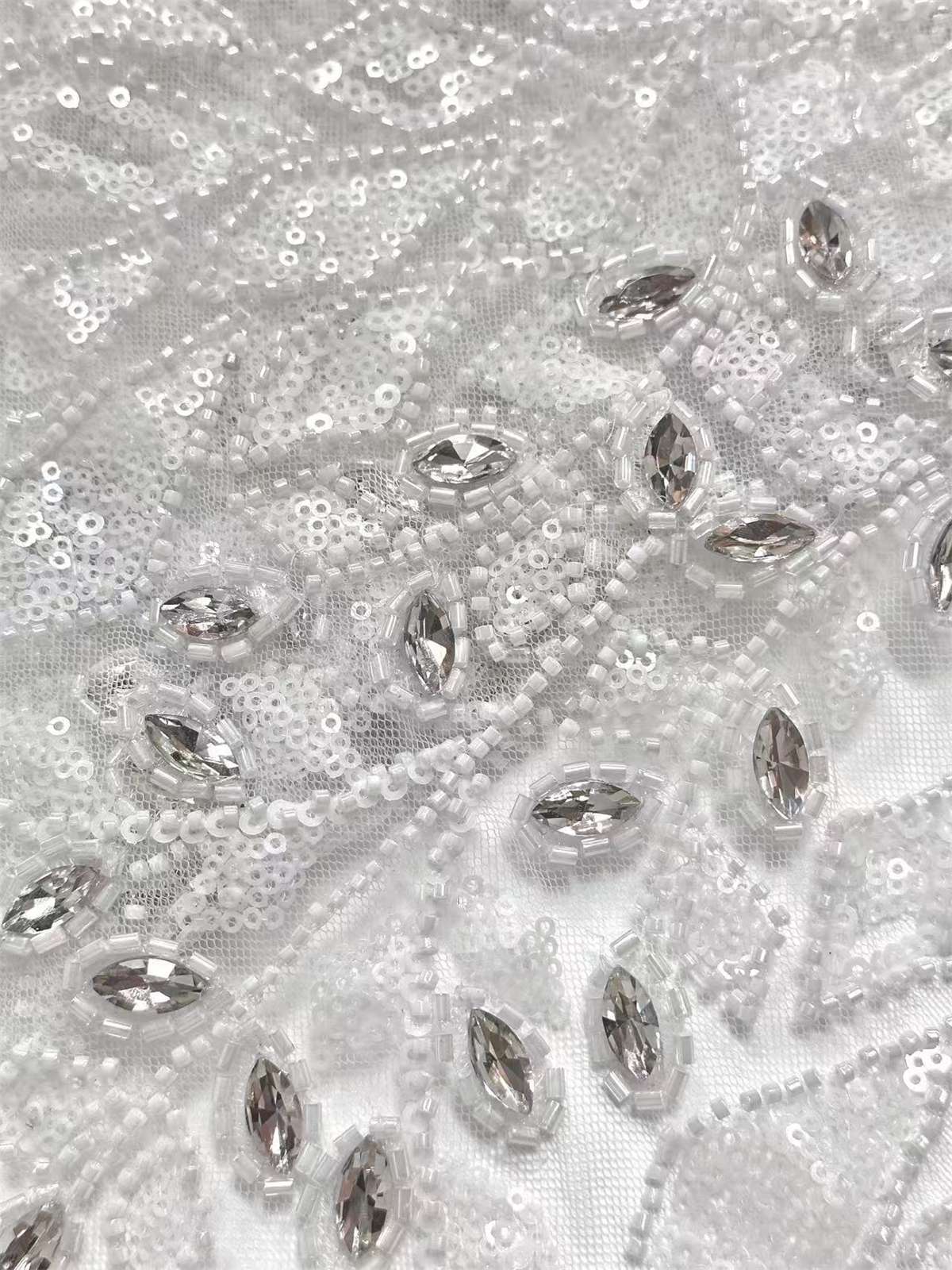 Embellished Beaded Tulle Lace Fabric with Beads | MPN HN429
